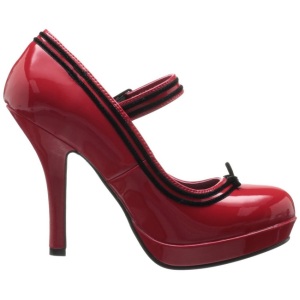 Rosso Vernice 12 cm PINUP SECRET-15 Mary Jane Plateau Scarpe Dcollet
