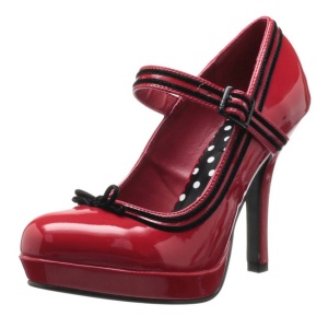 Rosso Vernice 12 cm PINUP SECRET-15 Mary Jane Plateau Scarpe Dcollet