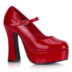 Rosso Vernice 13 cm DOLLY-50 Mary Jane Plateau Scarpe Dcollet