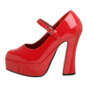 Rosso Vernice 13 cm DOLLY-50 Mary Jane Plateau Scarpe Dcollet