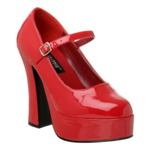 Rosso Vernice 13 cm DOLLY-50 Mary Jane Plateau Scarpe Dcollet