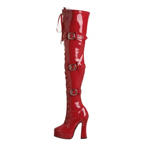 Rosso Vernice 13 cm ELECTRA-3028 Stivali alti e sopra al ginocchio