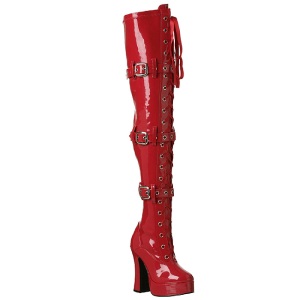 Rosso Vernice 13 cm ELECTRA-3028 stivali alti numeri grandi da uomo