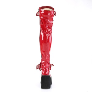 Rosso Verniciata 11,5 KERA-303 stivali sopra il ginocchio con lacci