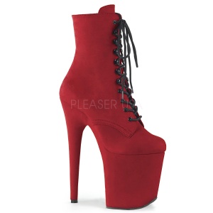 Rosso faux suede 20 cm FLAMINGO-1020FS stivaletti da pole dance