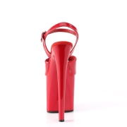 Rosso sandali pleaser con plateau e tacco 20 cm NAUGHTY-809