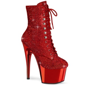 Rosso strass stivaletti pleaser con plateau e tacco 18 cm ADORE-1020CHRS