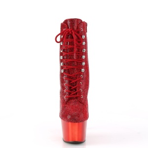 Rosso strass stivaletti pleaser con plateau e tacco 18 cm ADORE-1020CHRS