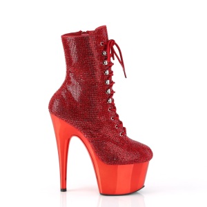 Rosso strass stivaletti pleaser con plateau e tacco 18 cm ADORE-1020CHRS
