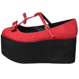 Rosso tela 8 cm CLICK-08 scarpe lolita gotico calzature suola spessa