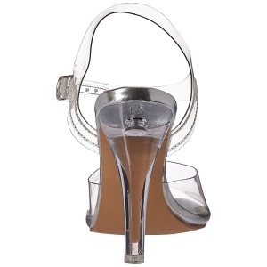 Silver 11,5 cm CLEARLY-408 High Heeled Evening Sandals