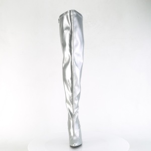 Silver 13 cm SEDUCE-3000WC thigh high stretch overknee boots with wide calf