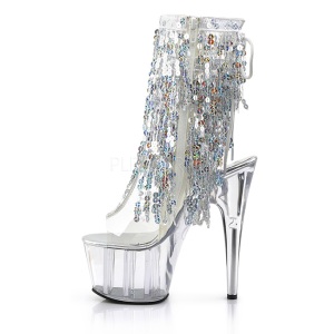 Silver 18 cm ADORE-1017SQF sequins fringe ankle boots