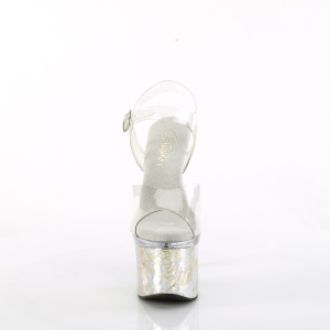 Silver 18 cm ESTEEM-708CK Glitter Platform High Heels Shoes