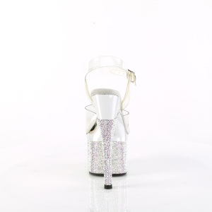 Silver 18 cm ESTEEM-708DM-2 rhinestone platform high heels