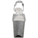 Silver 20 cm FLAMINGO-810LG glitter platform high heels shoes