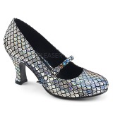 Silver 7,5 cm MERMAID-70 Pumps Shoes with Low Heels