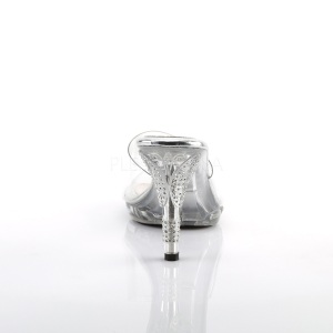 Silver 9,5 cm IRIS-401 Rhinestones platform mules womens