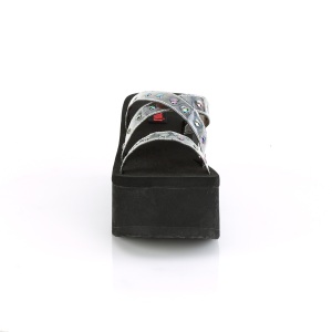 Silver 9 cm DEMONIA FUNN-19 Exotic gothic platform mules