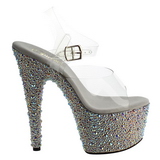 Silver Crystal Stone 18 cm BEJEWELED-708MS Platform High Heels Shoes