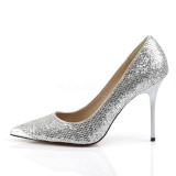 Silver Glitter 10 cm CLASSIQUE-20 pointed toe stiletto pumps