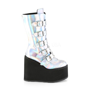 Silver Hologram 14 cm SWING-230 cyberpunk platform boots