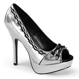 Silver Leatherette 13,5 cm PIXIE-18 Goth Pumps Shoes