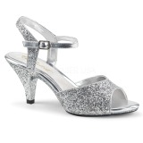 Silver glitter 8 cm BELLE-309G transvestite shoes