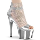 Silver high heels 18 cm ADORE-765RM glitter platform high heels
