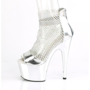 Silver high heels 18 cm ADORE-765RM glitter platform high heels