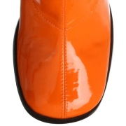 Stivali anni 70 vernice arancioni 7,5 cm hippie disco stivali sotto il ginocchio tacco a blocco
