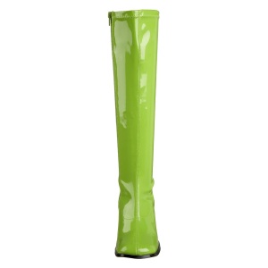 Stivali anni 70 vernice verdi 7,5 cm hippie disco stivali sotto il ginocchio tacco a blocco