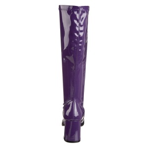 Stivali anni 70 vernice viola 7,5 cm hippie disco stivali sotto il ginocchio tacco a blocco