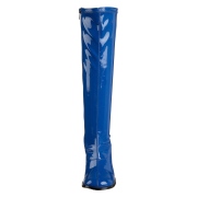 Stivali blu vernice 7,5 cm GOGO-300 stivali tacco alto per uomo e crossdresser