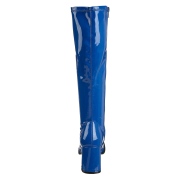 Stivali blu vernice 7,5 cm GOGO-300 stivali tacco alto per uomo e crossdresser