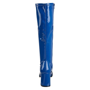 Stivali blu vernice 7,5 cm GOGO-300 stivali tacco alto per uomo e crossdresser