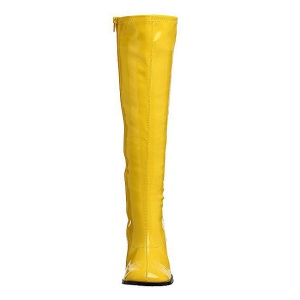 Stivali gialli vernice 7,5 cm GOGO-300 stivali tacco alto per uomo e crossdresser