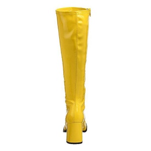 Stivali gialli vernice 7,5 cm GOGO-300 stivali tacco alto per uomo e crossdresser