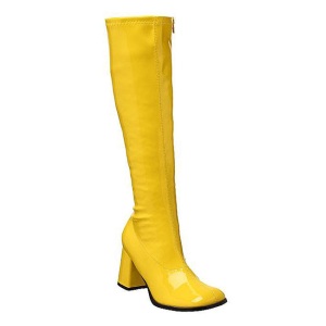 Stivali gialli vernice 7,5 cm GOGO-300 stivali tacco alto per uomo e crossdresser