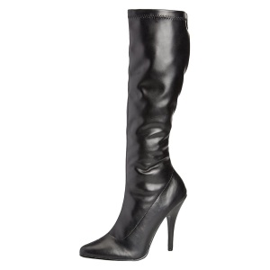 Stivali in vegane nera 13 cm SEDUCE-2000 stivali tacchi a spillo con punta