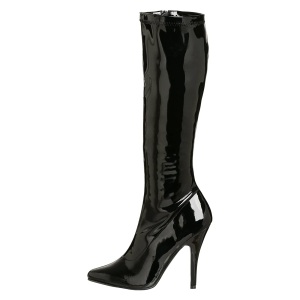 Stivali in vernice nera 13 cm SEDUCE-2000 stivali tacchi a spillo con punta