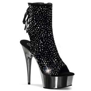 Strass 16 cm Pleaser DELIGHT-1018RS Cromo Plateau Stivaletti Donna