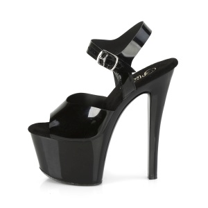 Tacco alto neri 18 cm SKY-308N JELLY-LIKE materiale elasticizzato tacco alto plateau