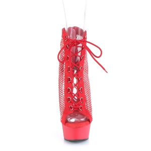 Tessuto a rete e strass 15 cm DELIGHT Stivali alla caviglia con stringati in rosso