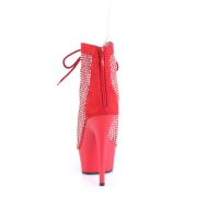 Tessuto a rete e strass 15 cm DELIGHT Stivali alla caviglia con stringati in rosso