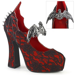 Tessuto del merletto 13 cm DEMON-18-2 gothic scarpe dcollet con plateau nascosto
