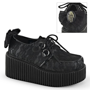 Tessuto del merletto CREEPER-212 Scarpe Creepers da Donna Plateau
