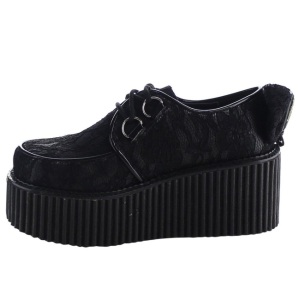 Tessuto del merletto CREEPER-212 Scarpe Creepers da Donna Plateau