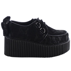 Tessuto del merletto CREEPER-212 Scarpe Creepers da Donna Plateau