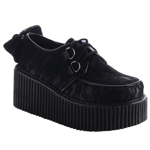 Tessuto del merletto CREEPER-212 Scarpe Creepers da Donna Plateau
